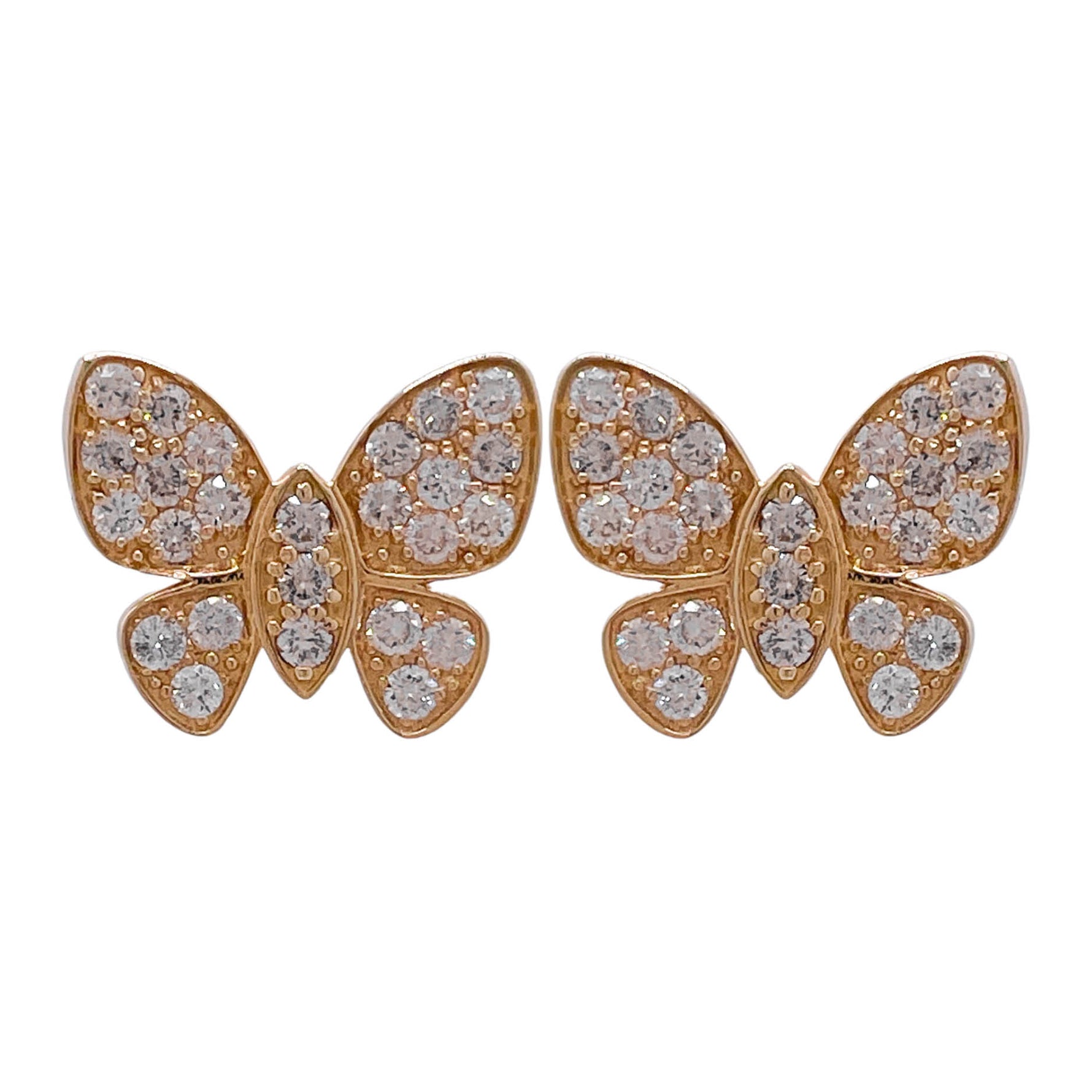Jay Feder 14k Yellow Gold Diamond Butterfly Stud Earrings