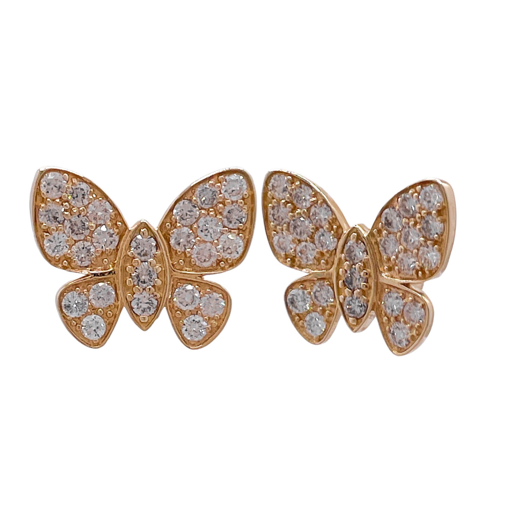 Jay Feder 14k Yellow Gold Diamond Butterfly Stud Earrings