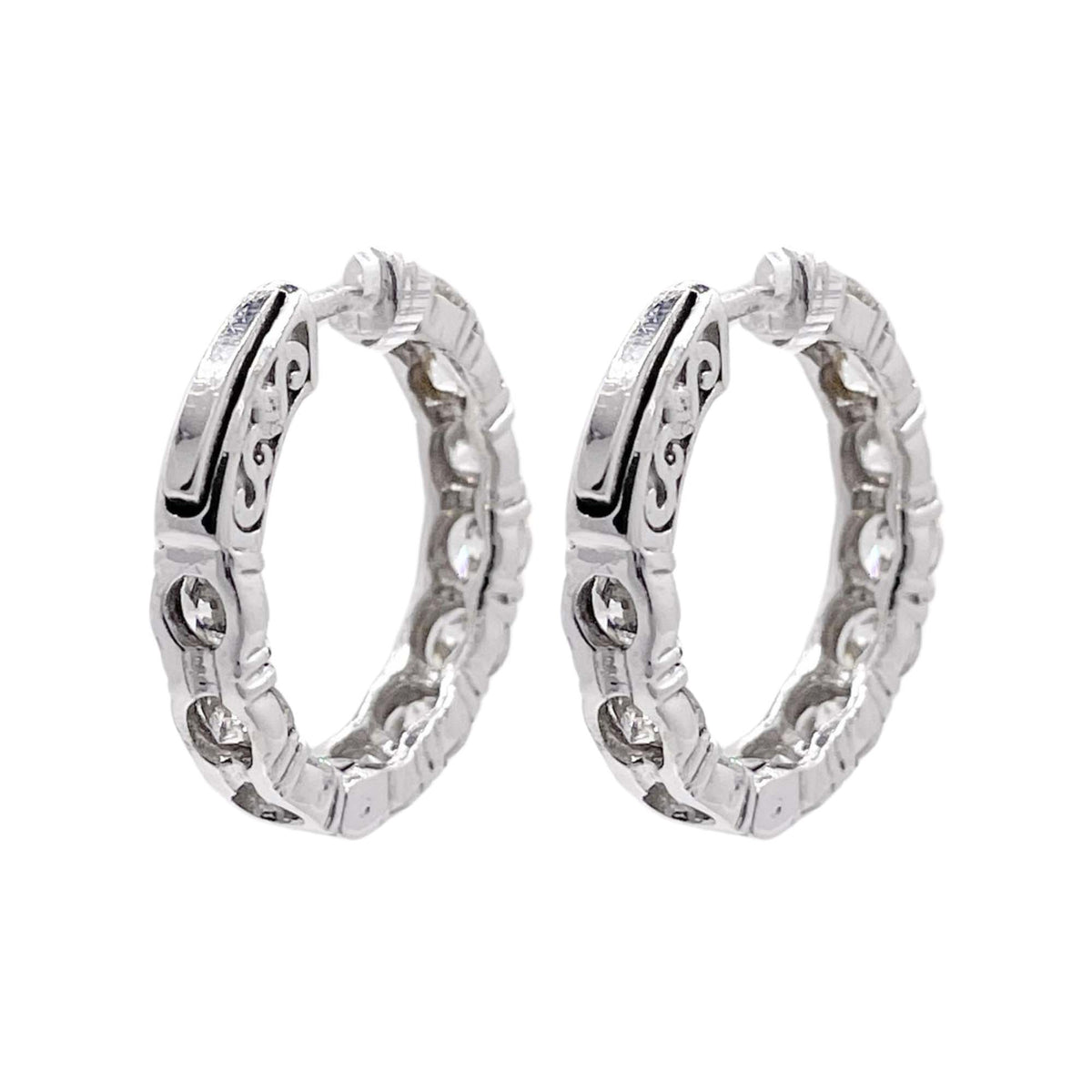 Jay Feder 14k White Gold Diamond Huggie Earrings