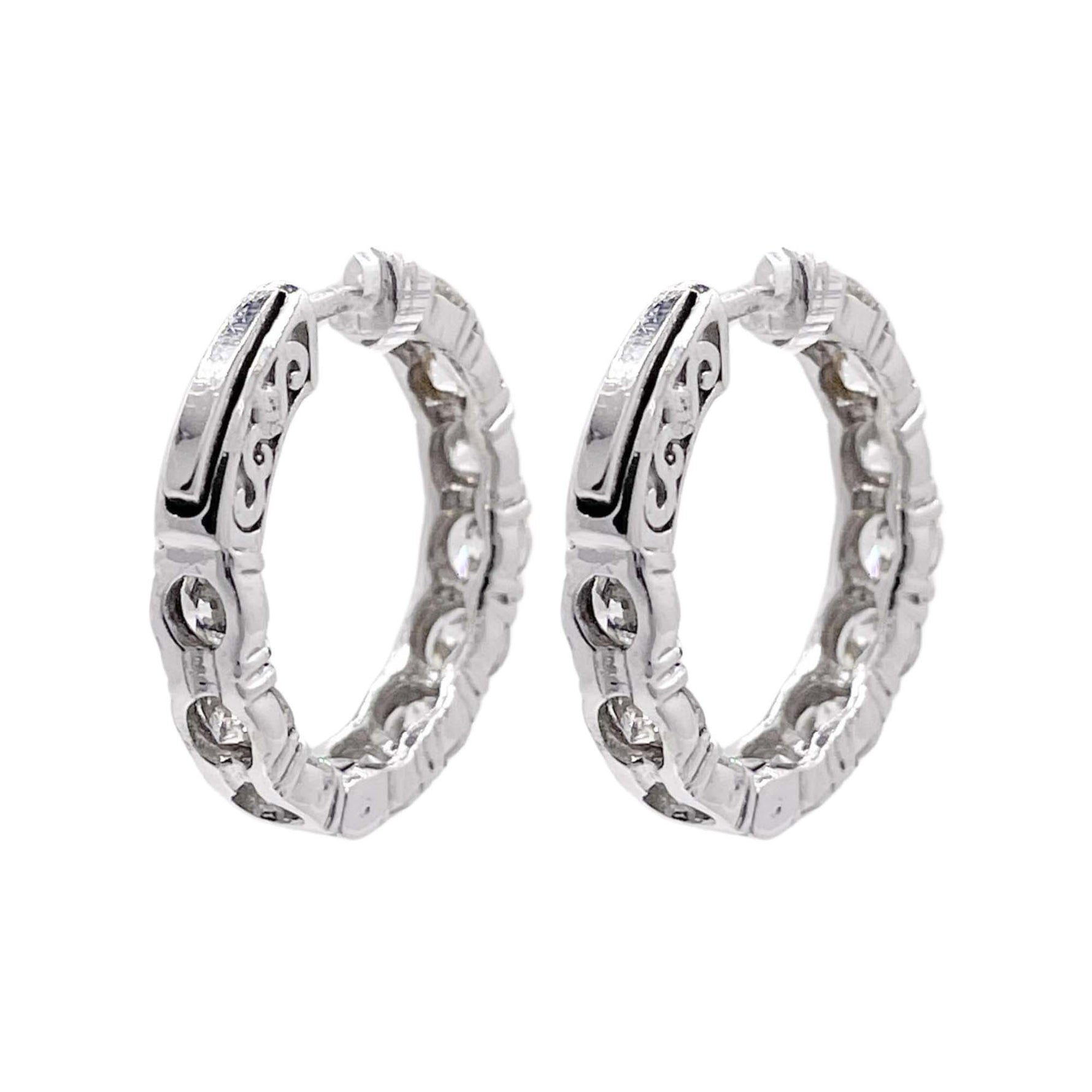 Jay Feder 14k White Gold Diamond Huggie Earrings