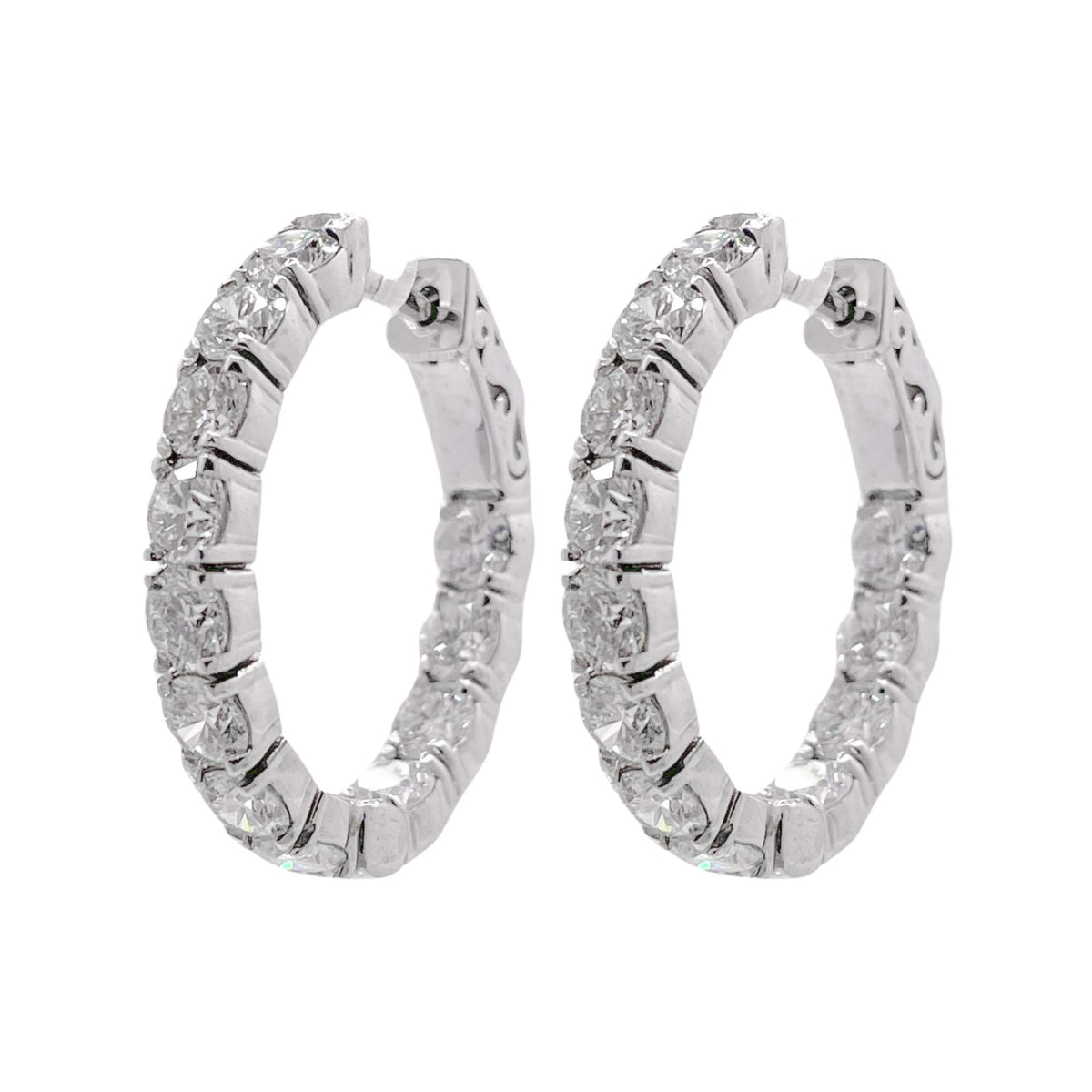 Jay Feder 14k White Gold Diamond Hoop Earrings