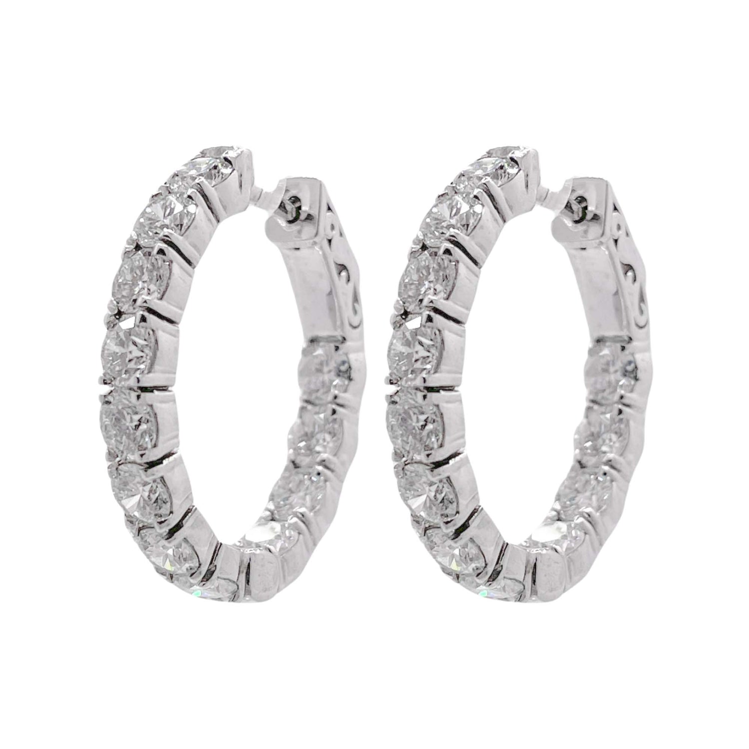 Jay Feder 14k White Gold Diamond Hoop Earrings