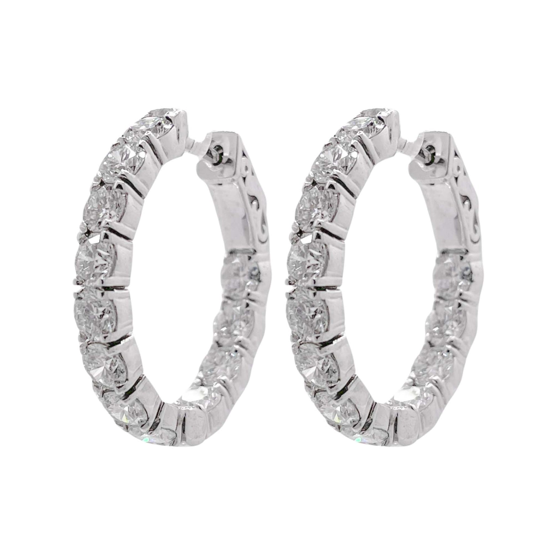 Jay Feder 14k White Gold Diamond Hoop Earrings