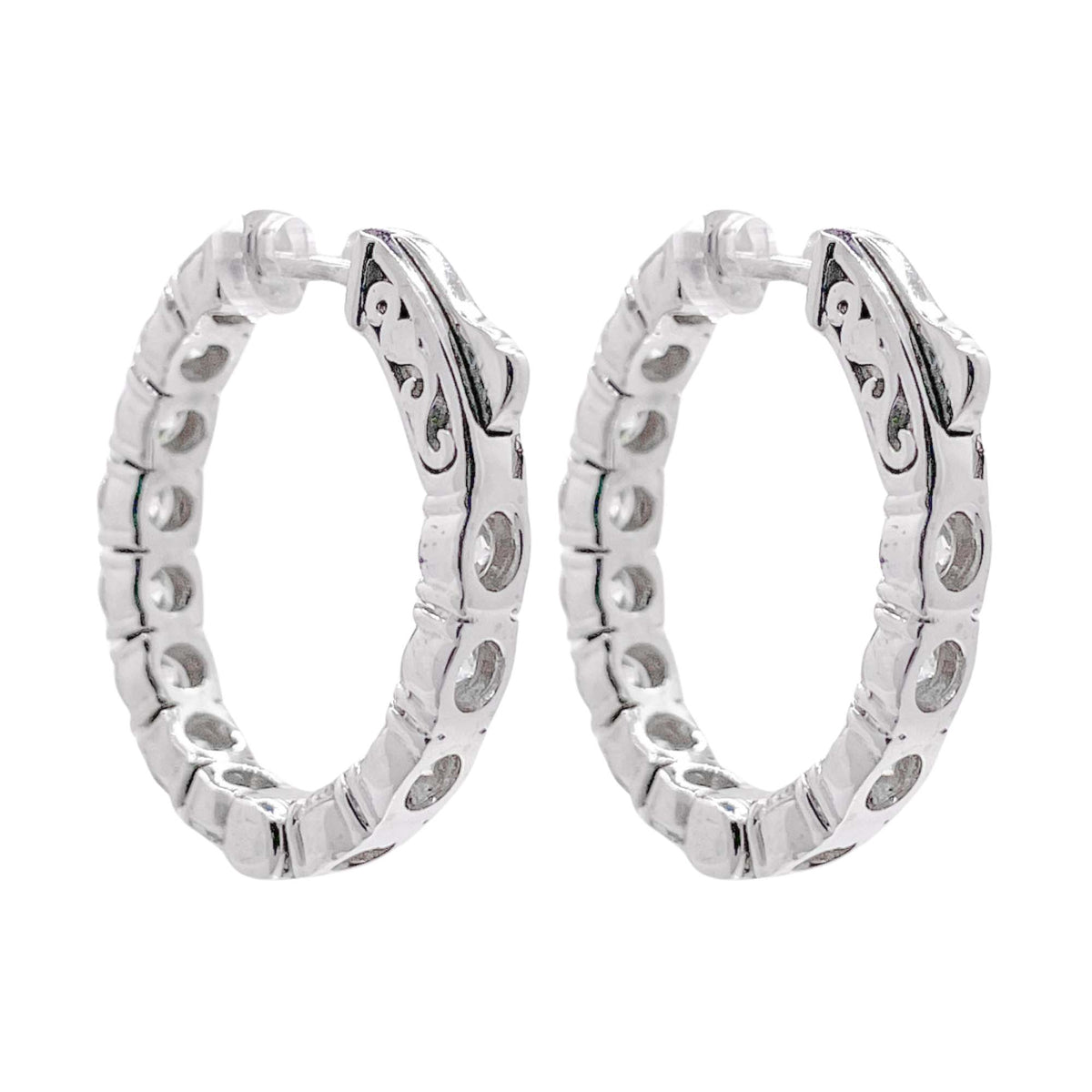 Jay Feder 14k White Gold Diamond Hoop Earrings