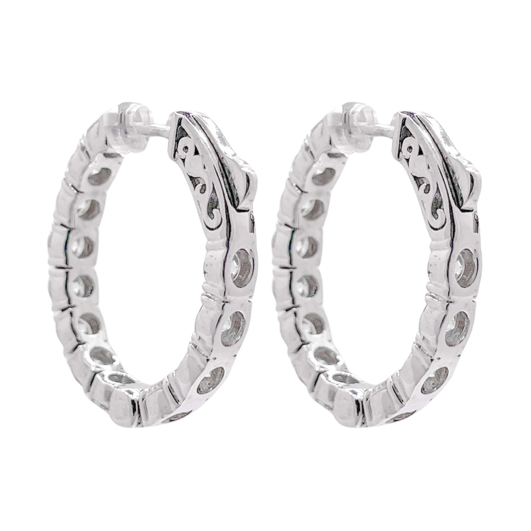 Jay Feder 14k White Gold Diamond Hoop Earrings