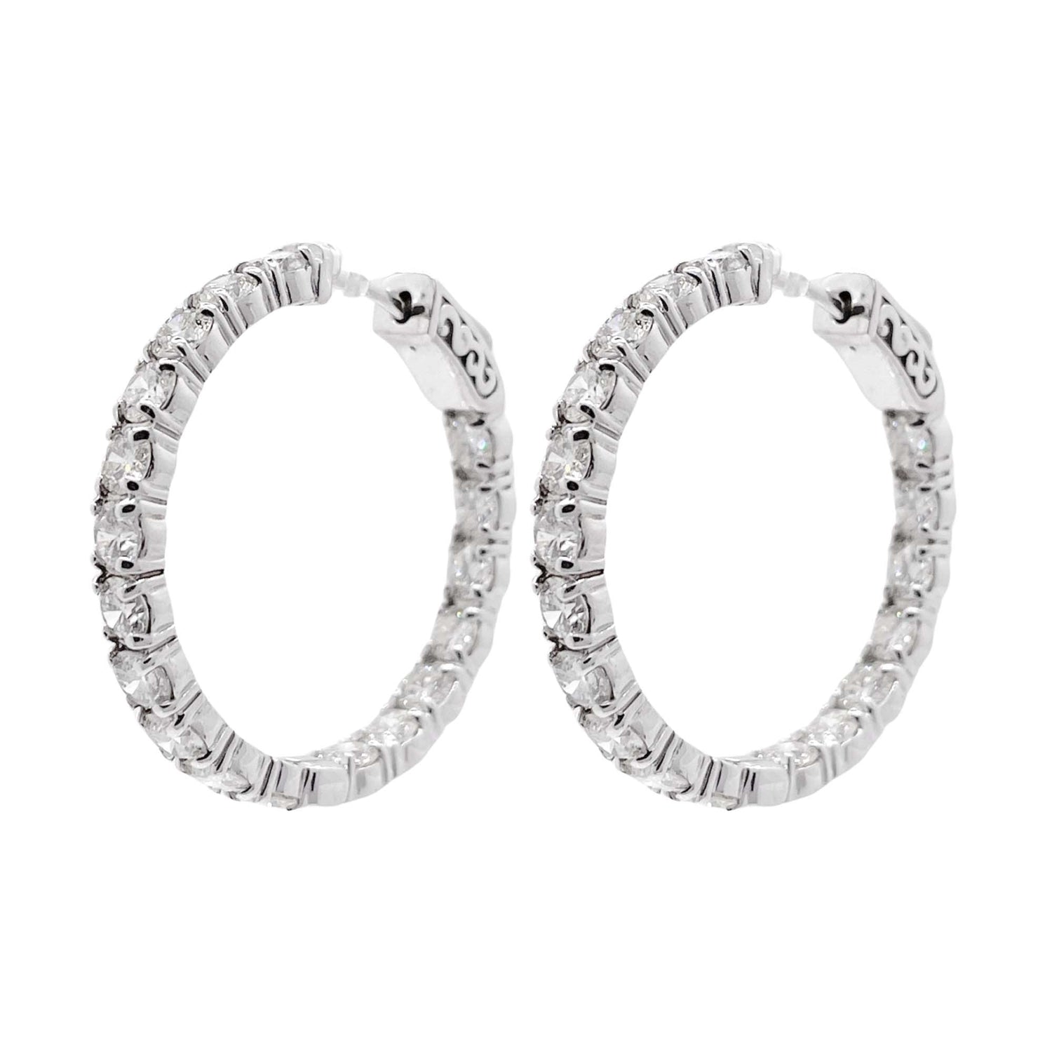 Jay Feder 14k White Gold Diamond Hoop Earrings