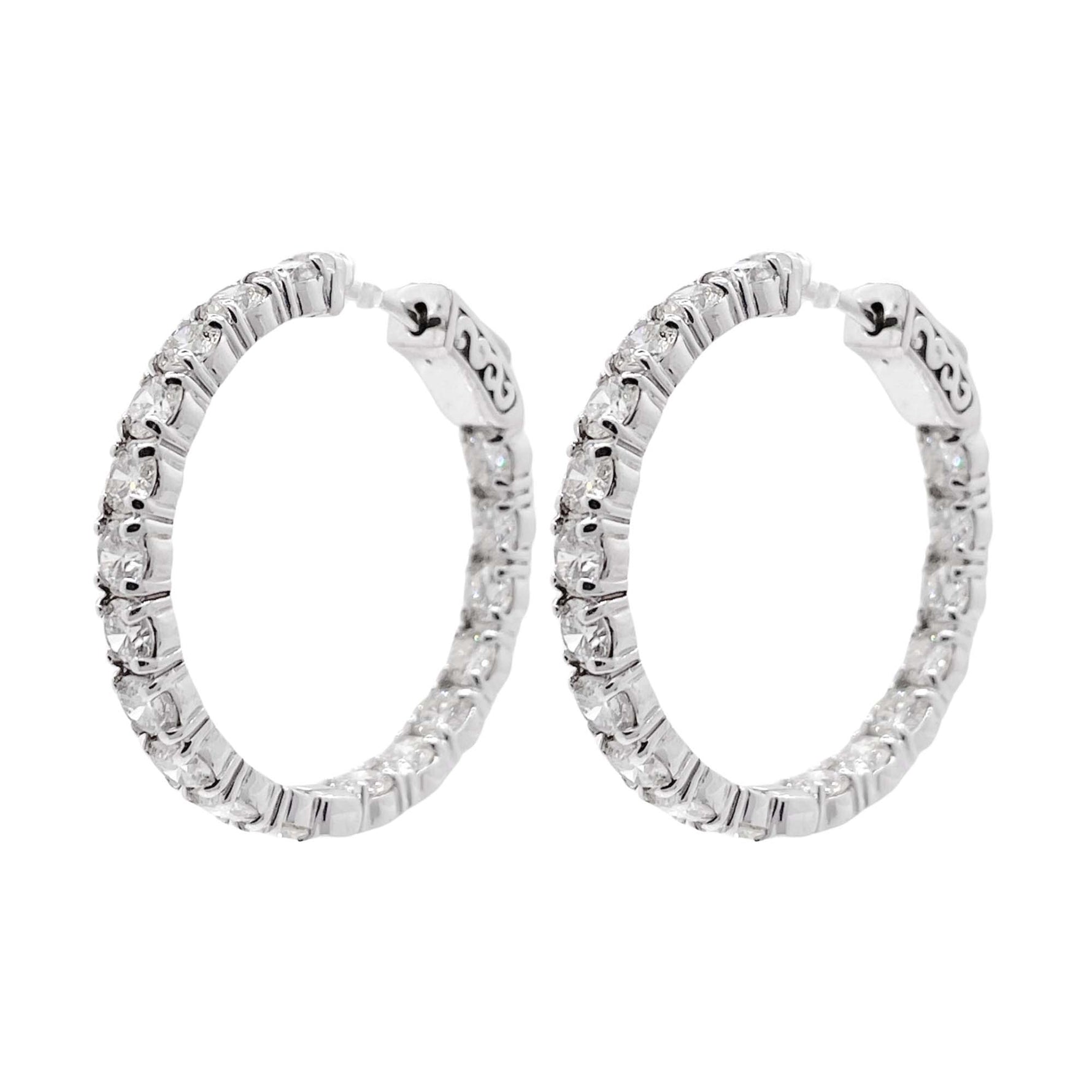 Jay Feder 14k White Gold Diamond Hoop Earrings