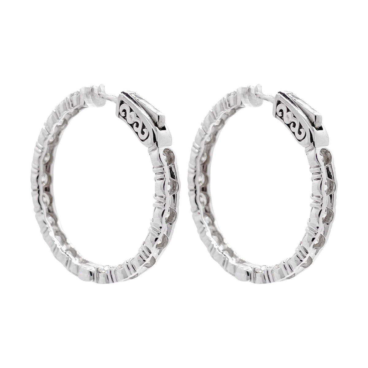 Jay Feder 14k White Gold Diamond Hoop Earrings
