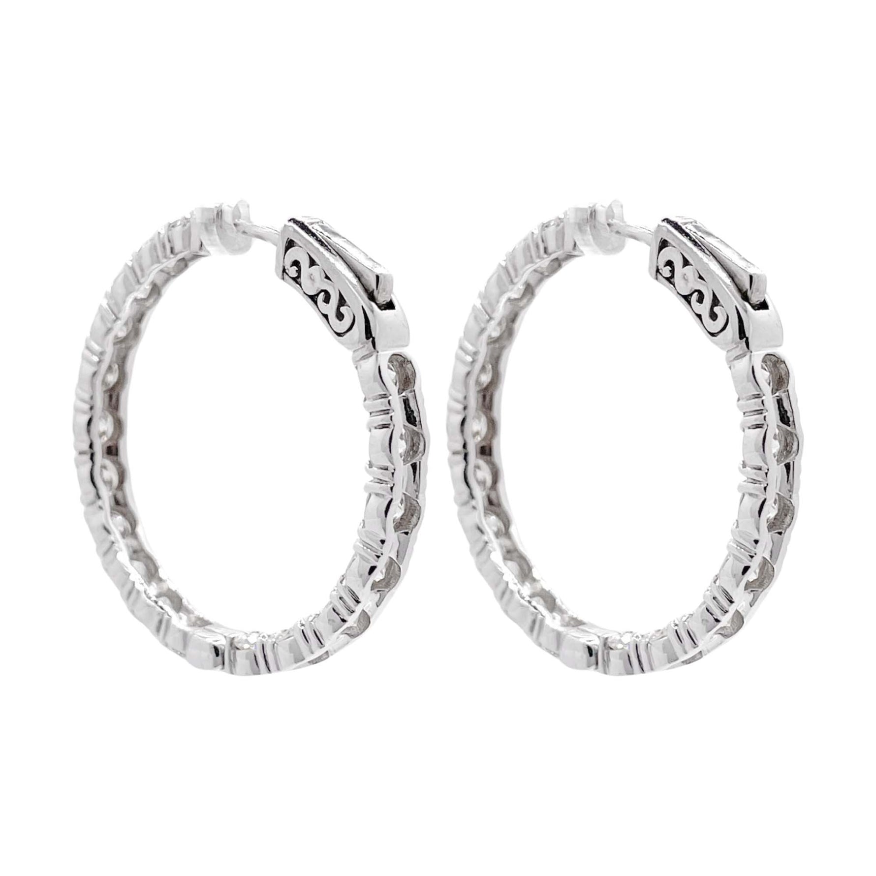 Jay Feder 14k White Gold Diamond Hoop Earrings