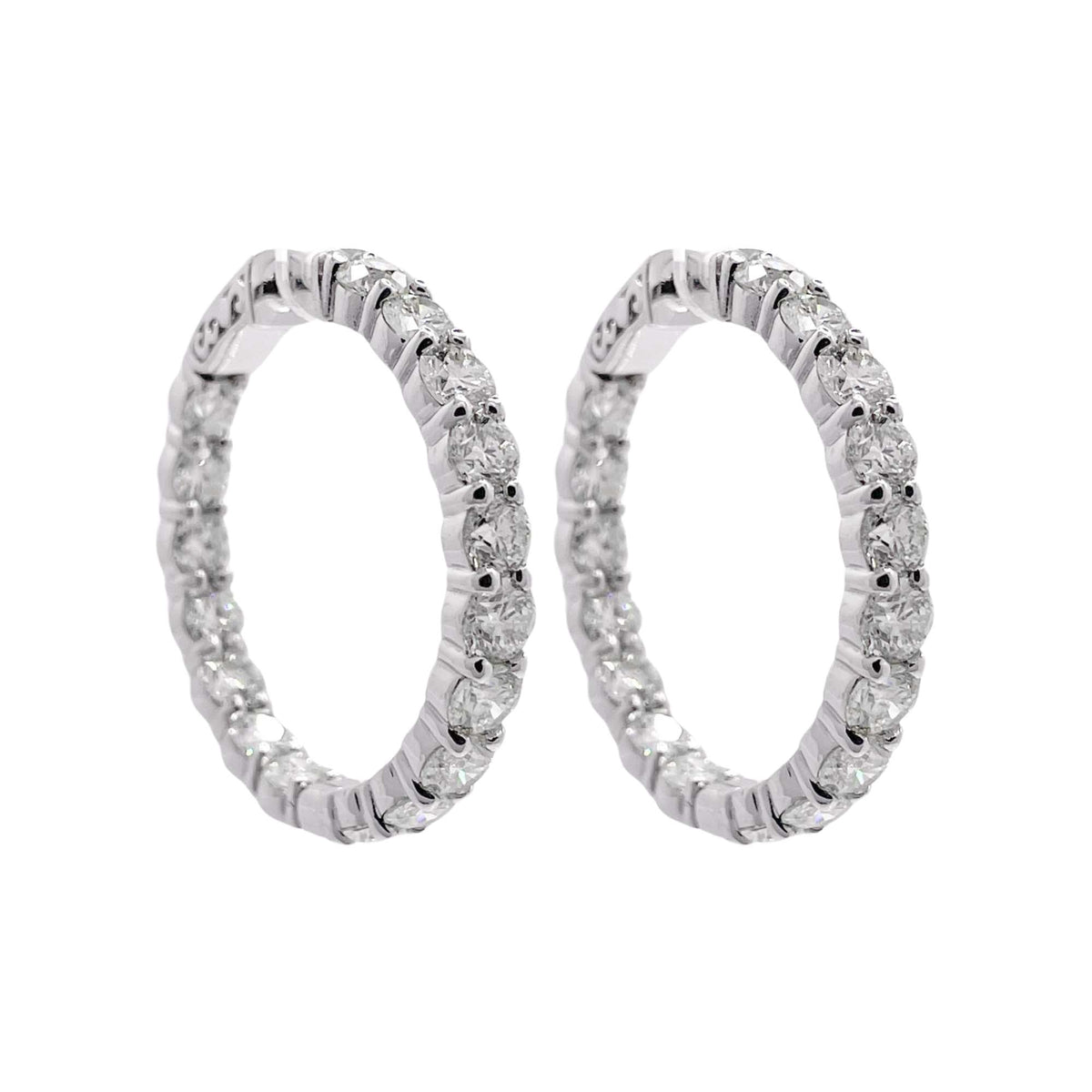 Jay Feder 18k White Gold Diamond Hoop Earrings