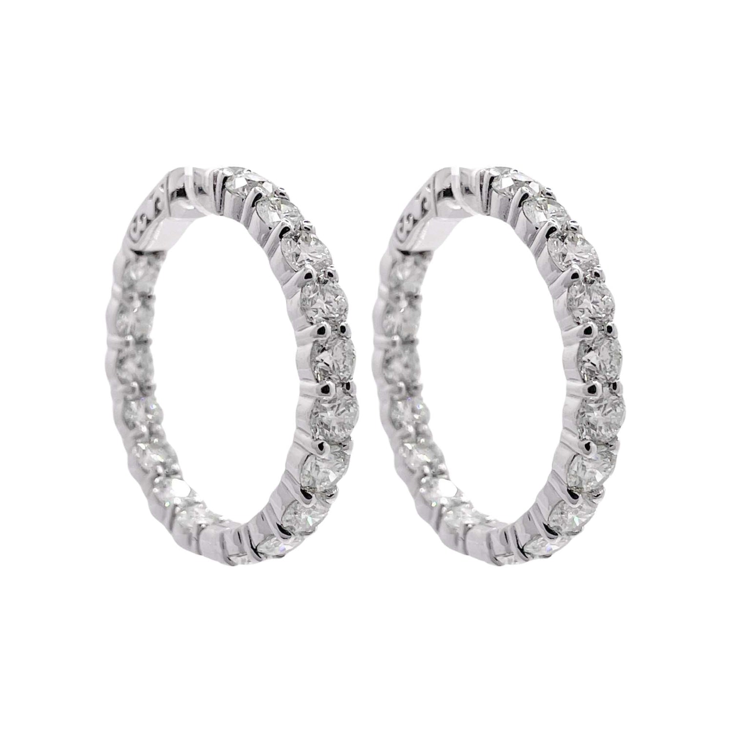 Jay Feder 18k White Gold Diamond Hoop Earrings