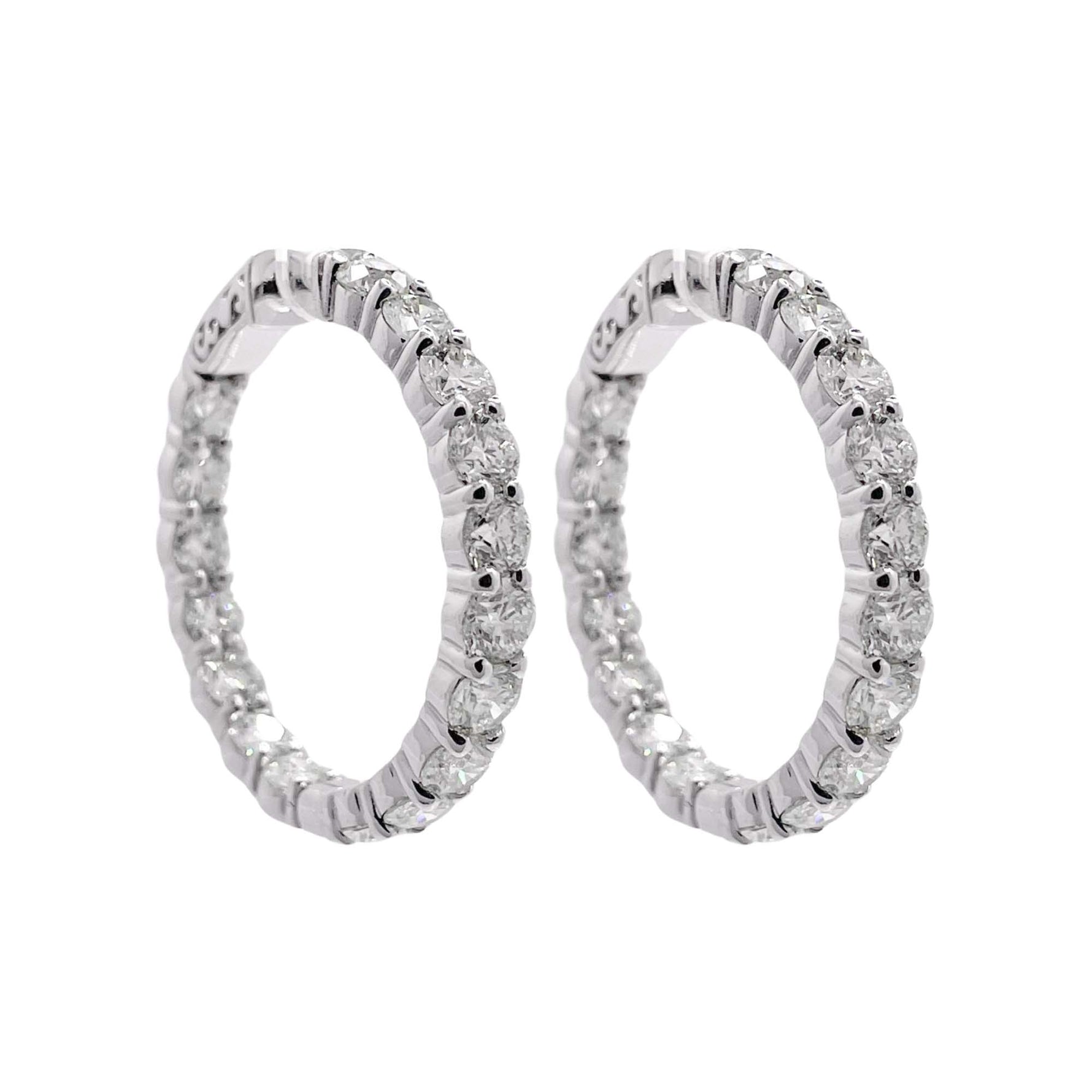 Jay Feder 18k White Gold Diamond Hoop Earrings