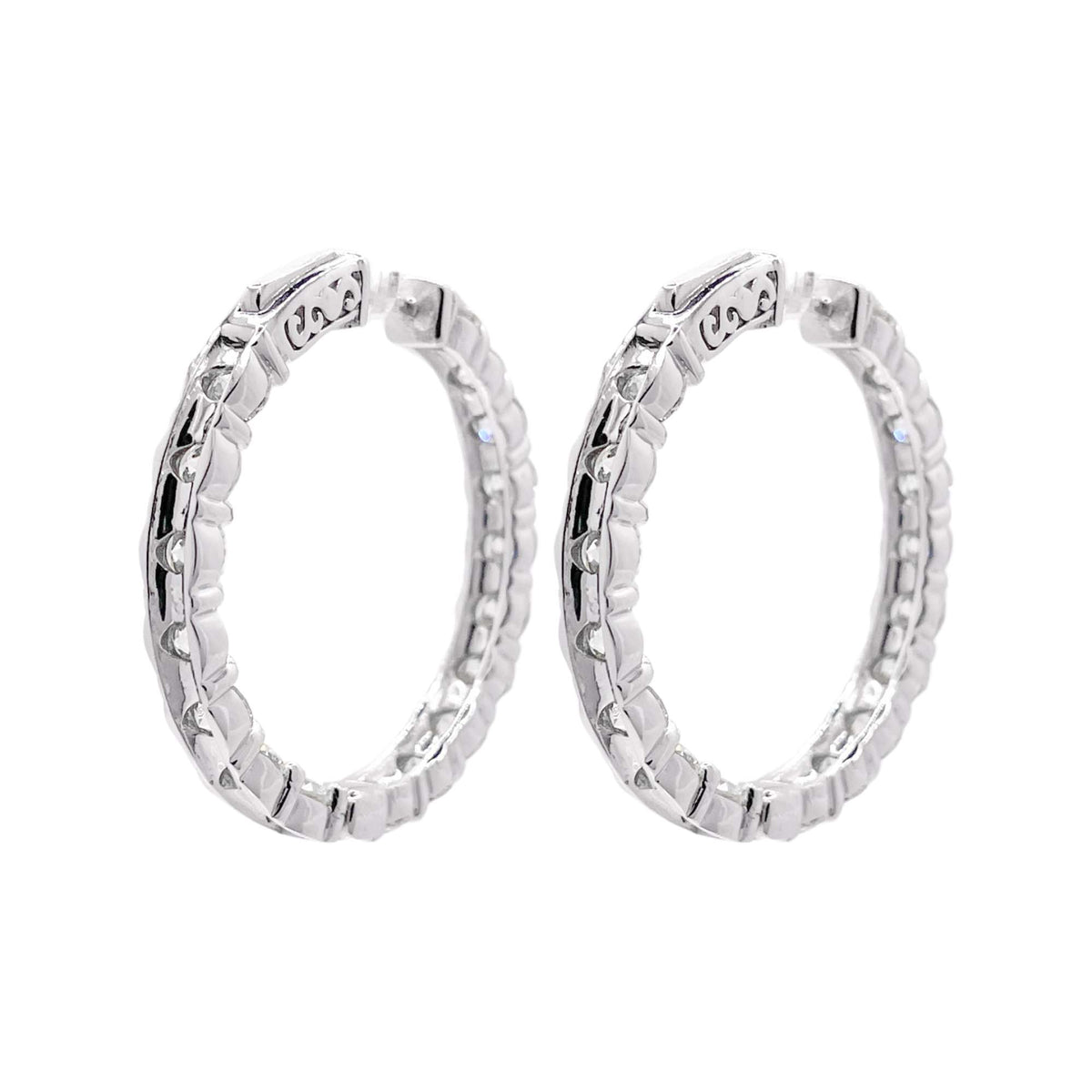 Jay Feder 18k White Gold Diamond Hoop Earrings