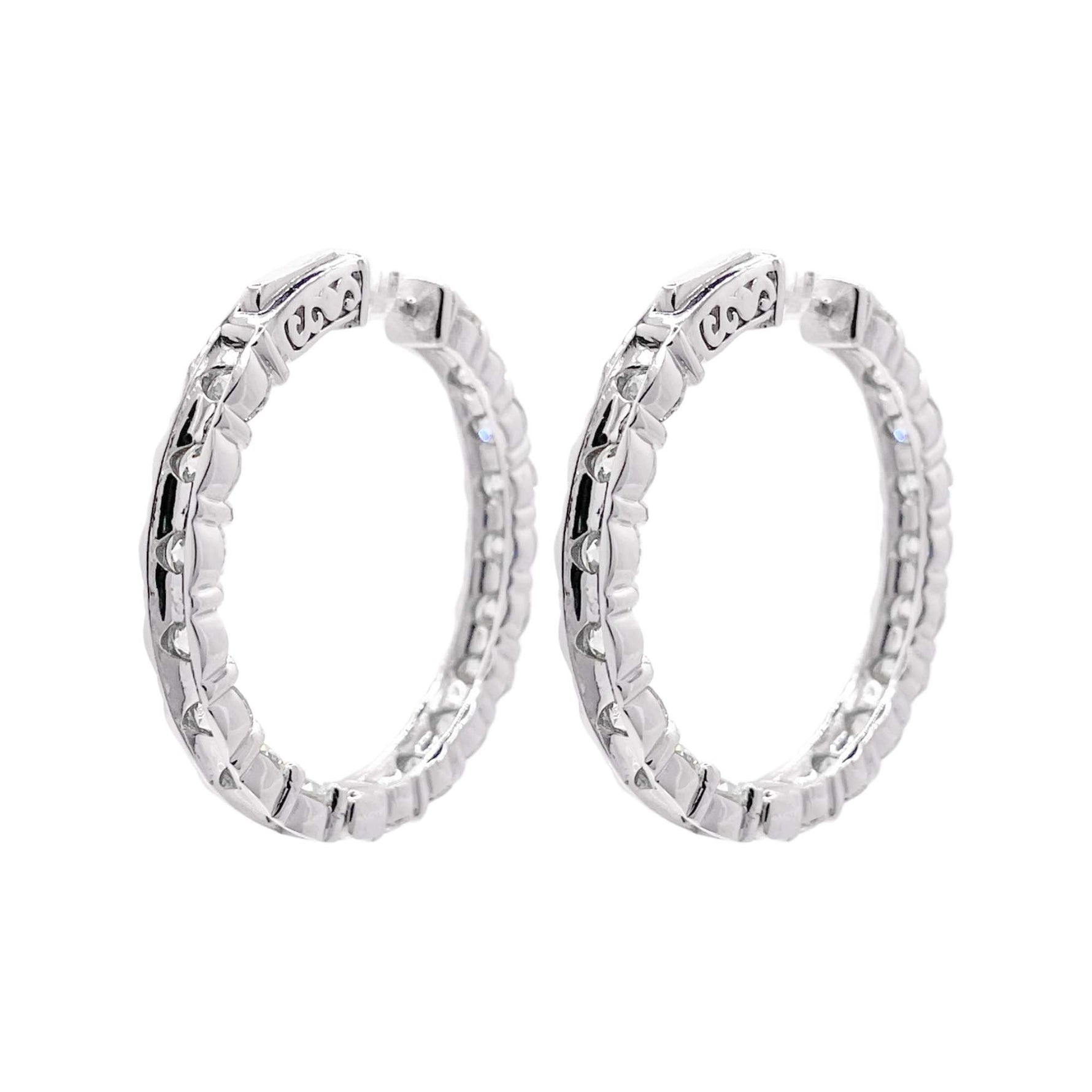 Jay Feder 18k White Gold Diamond Hoop Earrings