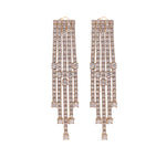 JAY FEDER 18K YELLOW GOLD DIAMOND 5 LINE DANGLE EARRINGS