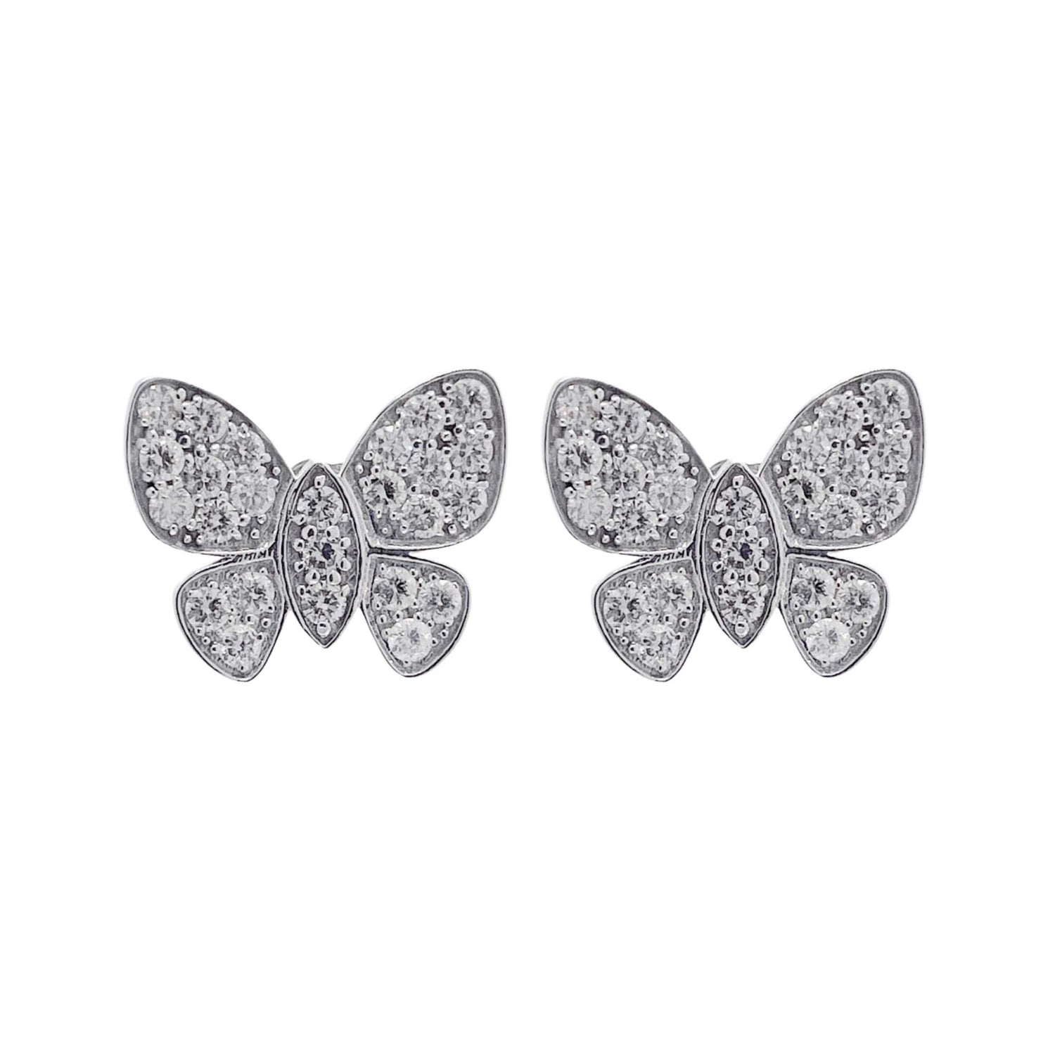 Jay Feder 18k White Gold Diamond Pave Butterfly Stud Earrings