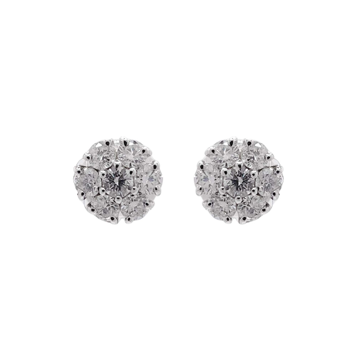 Jay Feder 14k White Gold Diamond Cluster Stud Earrings