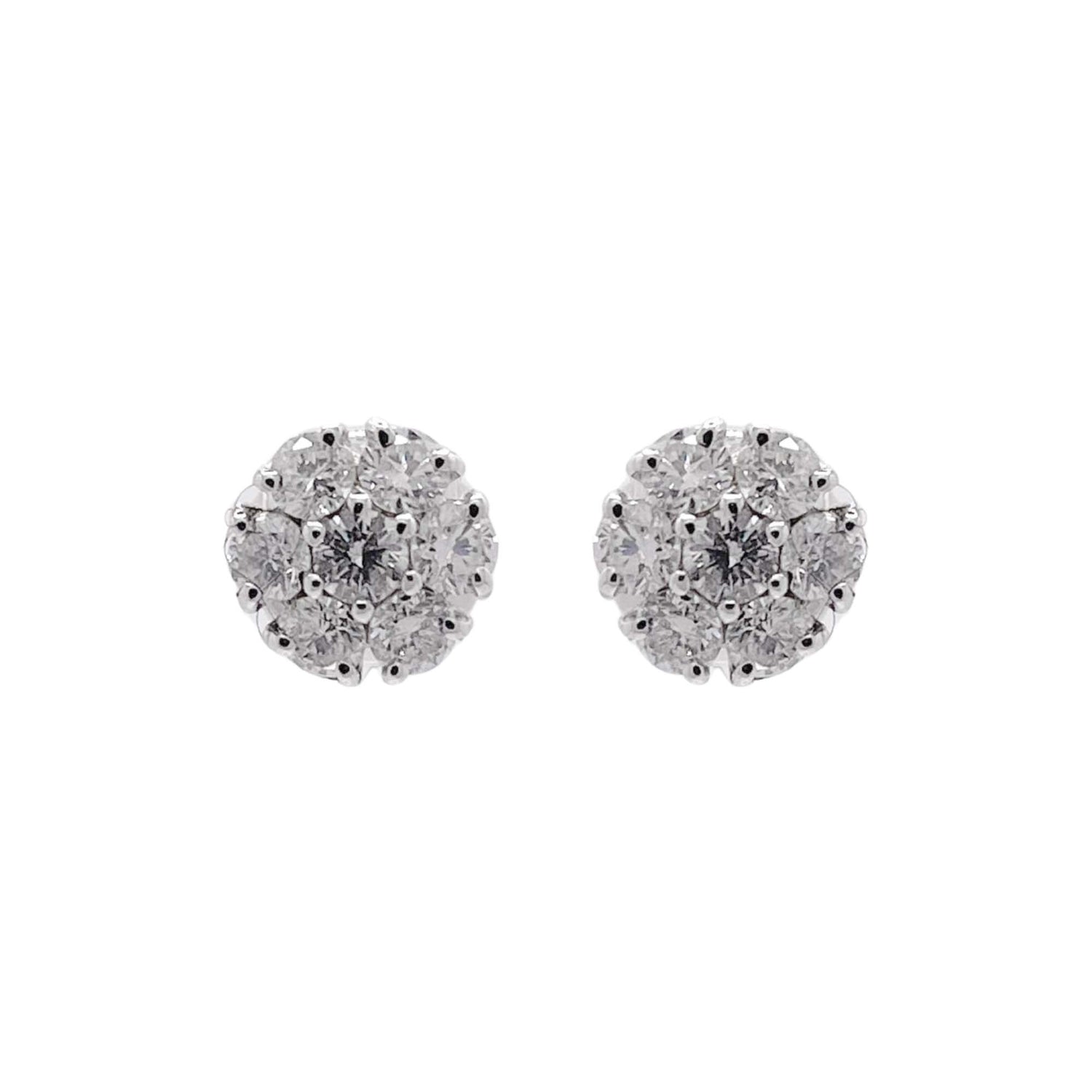 Jay Feder 14k White Gold Diamond Cluster Stud Earrings