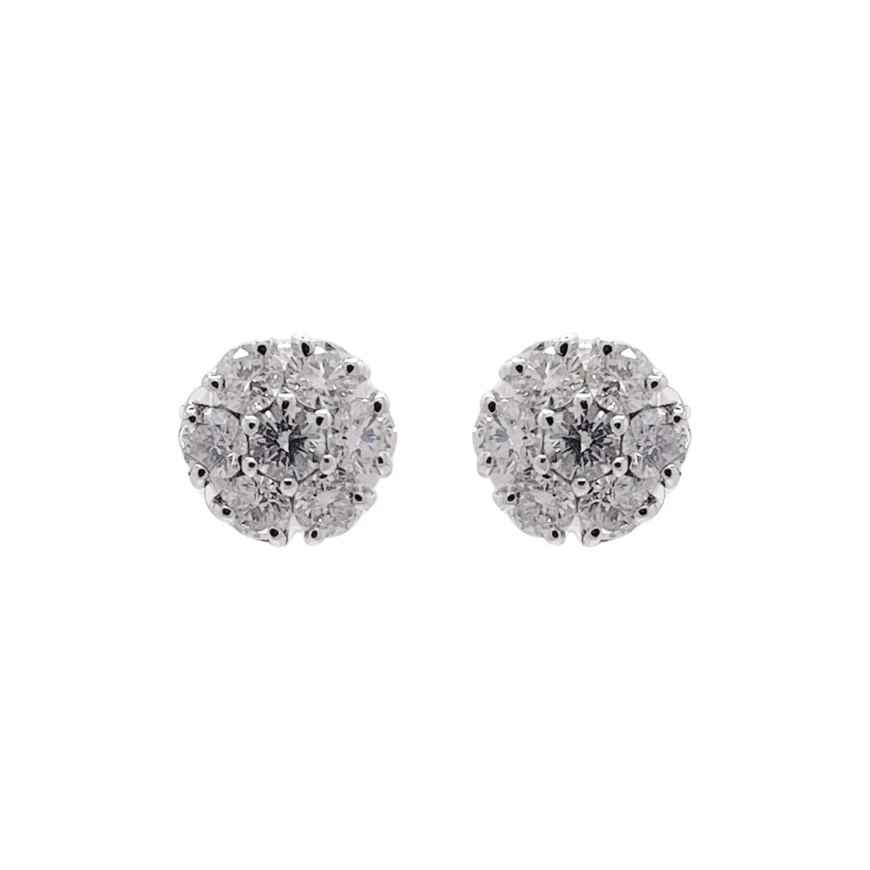 Jay Feder 14k White Gold Diamond Cluster Stud Earrings