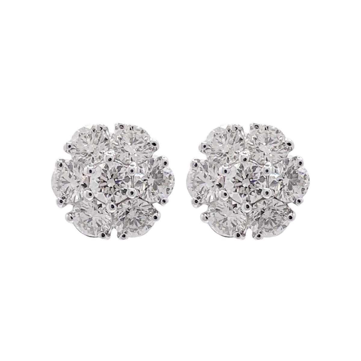 Jay Feder 14k White Gold Diamond Cluster Stud Earrings