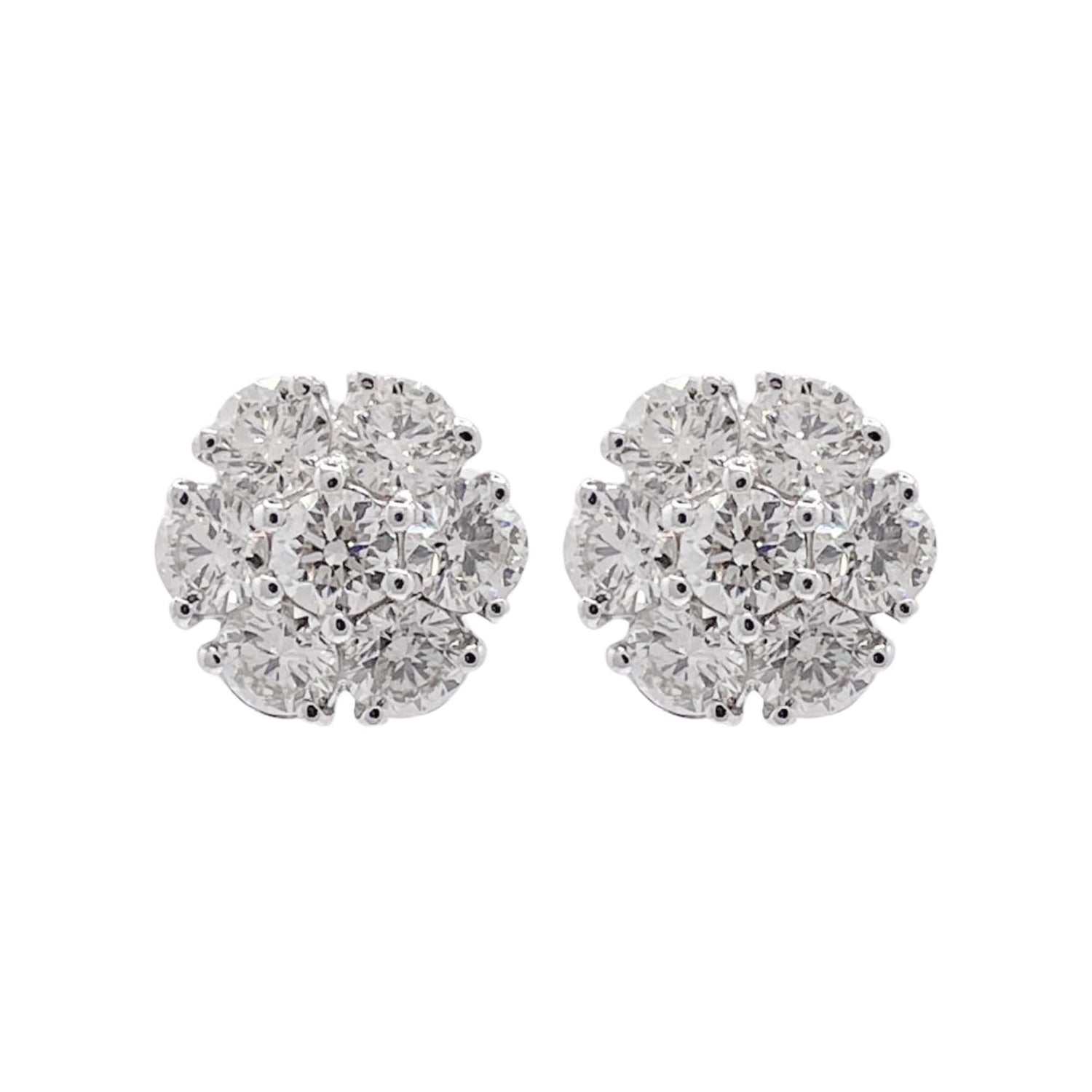 Jay Feder 14k White Gold Diamond Cluster Stud Earrings