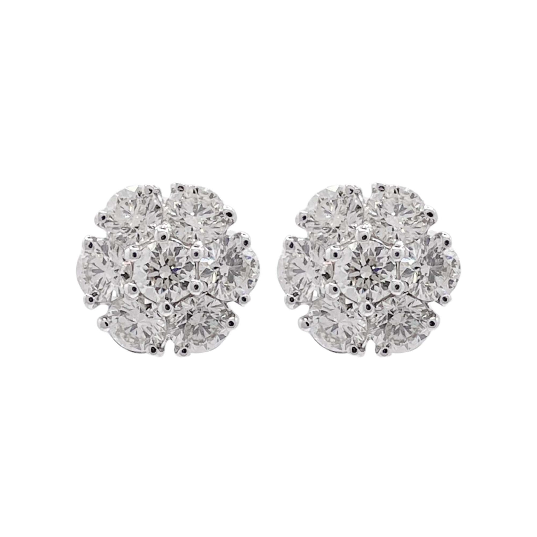 Jay Feder 14k White Gold Diamond Cluster Stud Earrings