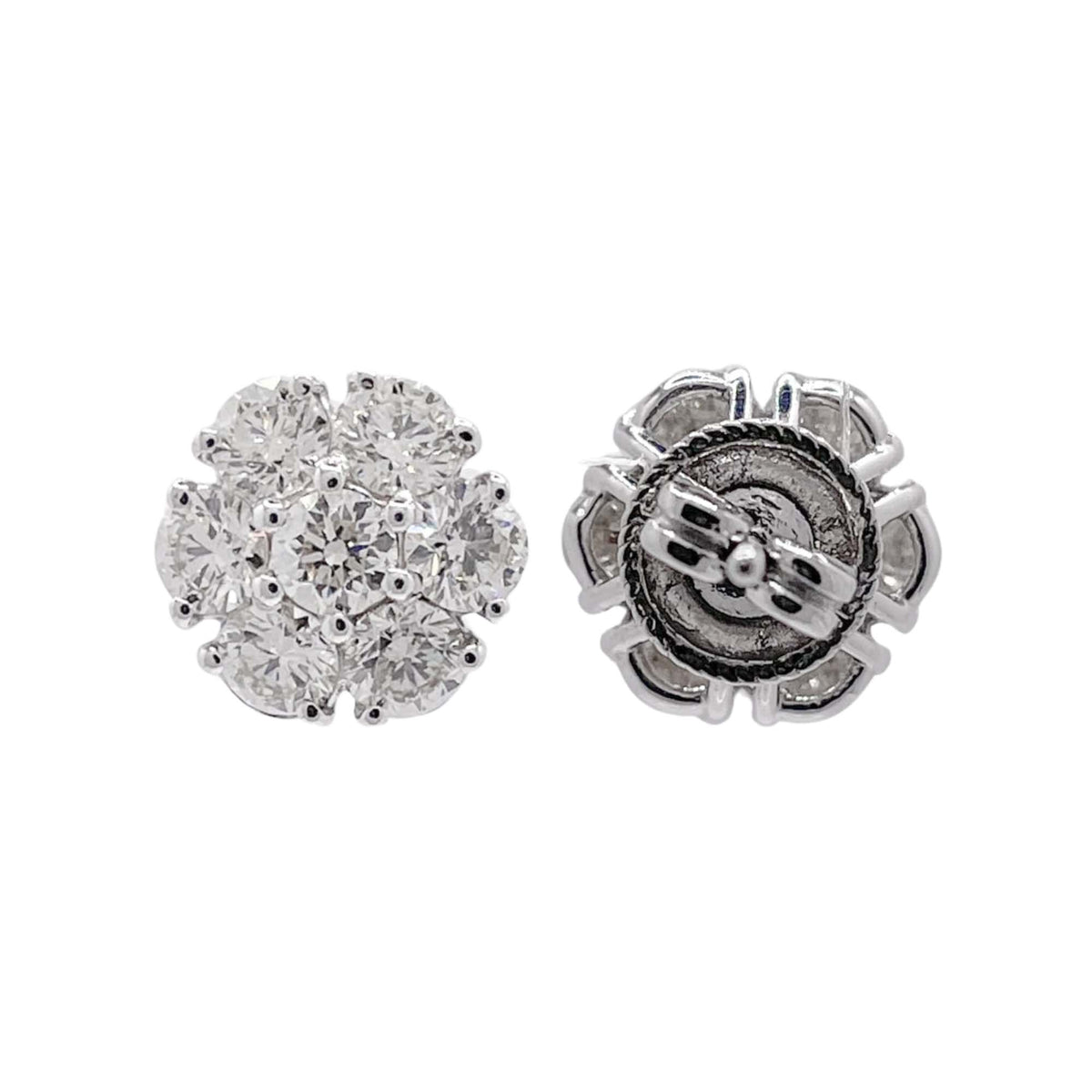 Jay Feder 14k White Gold Diamond Cluster Stud Earrings