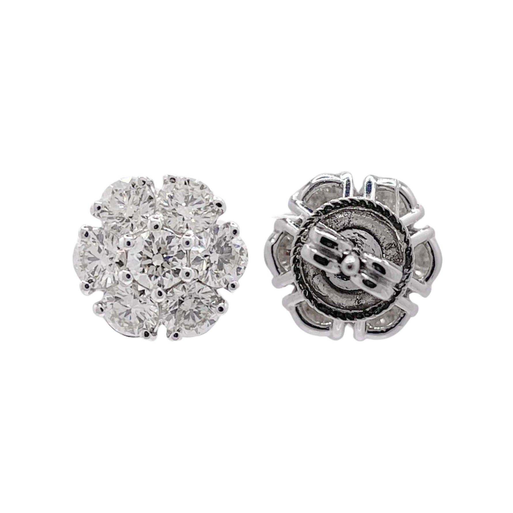 Jay Feder 14k White Gold Diamond Cluster Stud Earrings