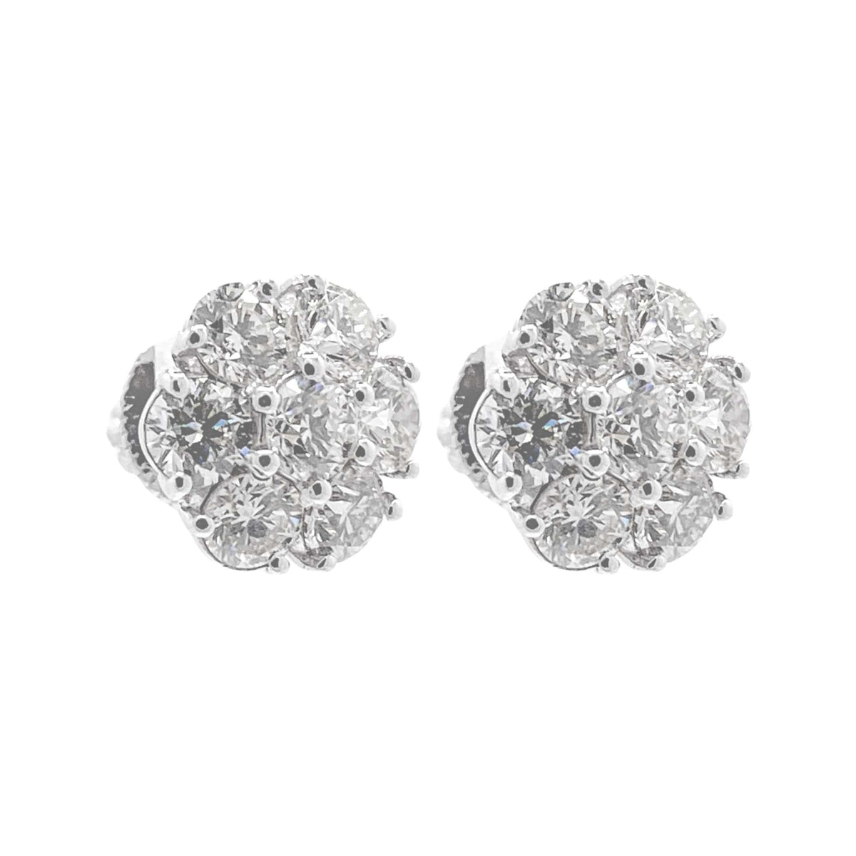 Jay Feder 14k White Gold Diamond Cluster Stud Earrings