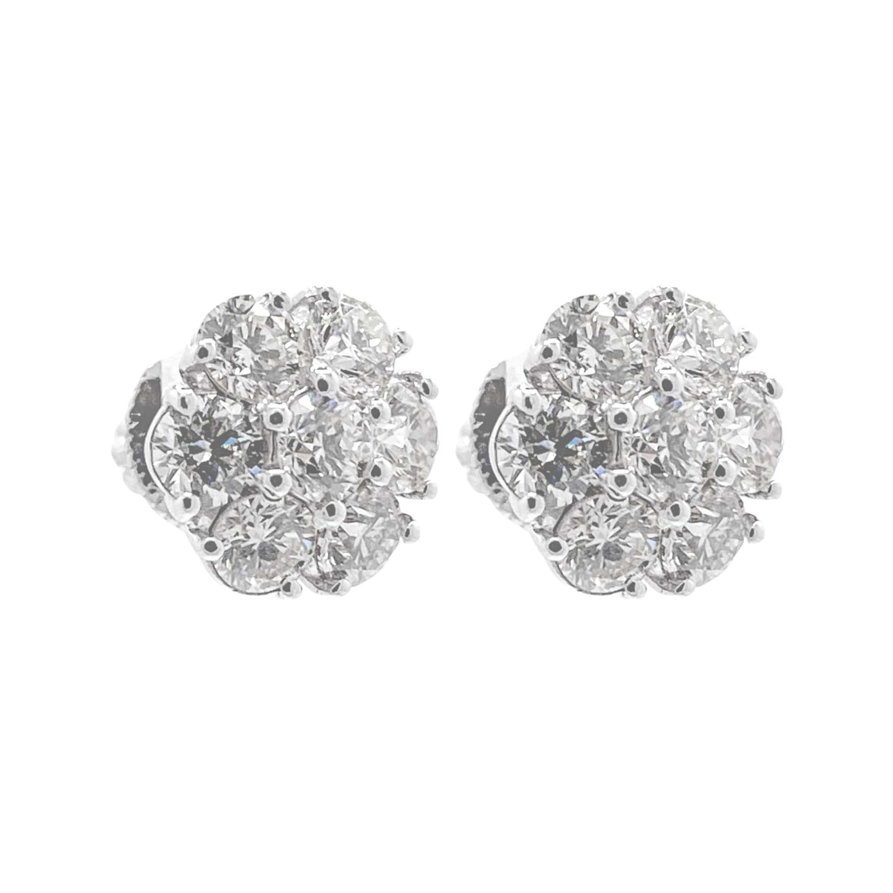 Jay Feder 14k White Gold Diamond Cluster Stud Earrings