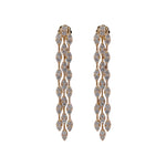 Jay Feder 14k Yellow Gold Diamond 3 Row Drop Dangle Earrings