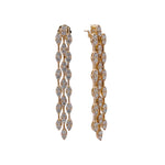 Jay Feder 14k Yellow Gold Diamond 3 Row Drop Dangle Earrings