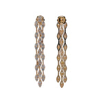 Jay Feder 14k Yellow Gold Diamond 3 Row Drop Dangle Earrings