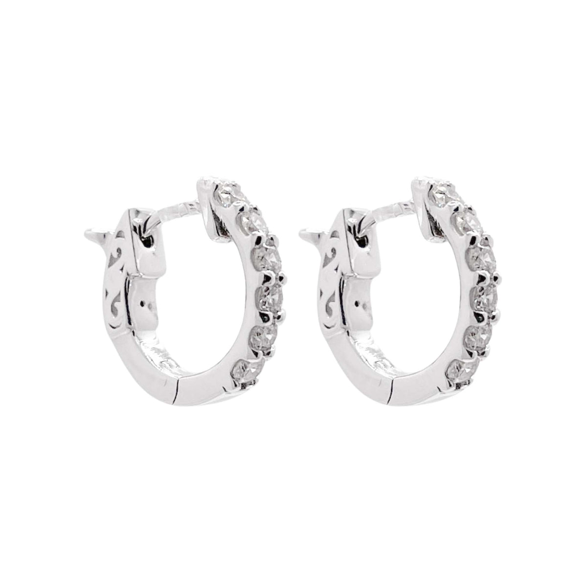 Jay Feder 14k White Gold Diamond Huggie Earrings