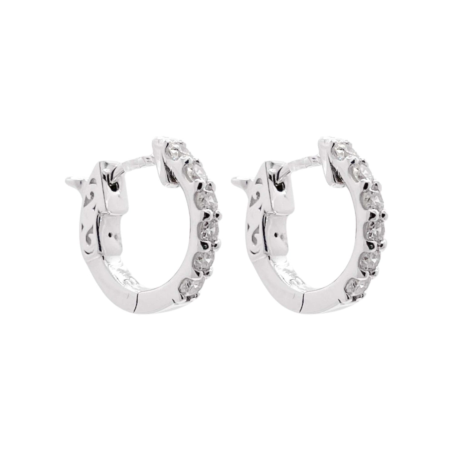 Jay Feder 14k White Gold Diamond Huggie Earrings