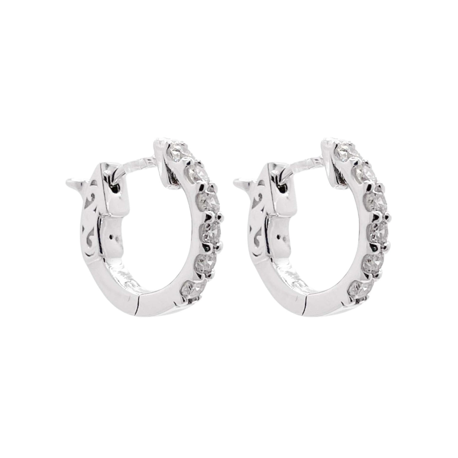 Jay Feder 14k White Gold Diamond Huggie Earrings