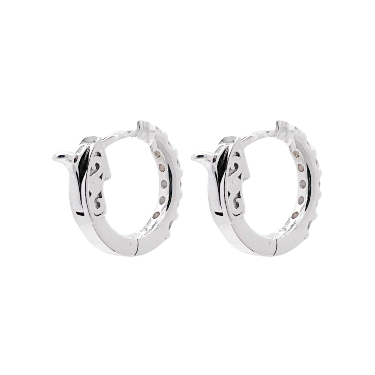 Jay Feder 14k White Gold Diamond Huggie Earrings