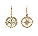 Jay Feder 14k Yellow Gold Diamond Filigree Drop Dangle Earrings