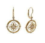 Jay Feder 14k Yellow Gold Diamond Filigree Drop Dangle Earrings