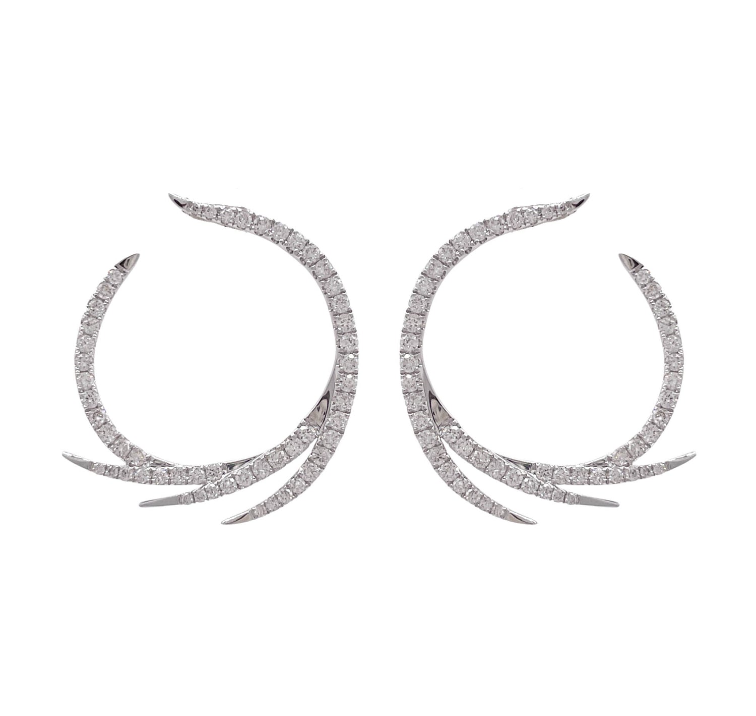 DOVES 18k White Gold Diamond Deco Earrings