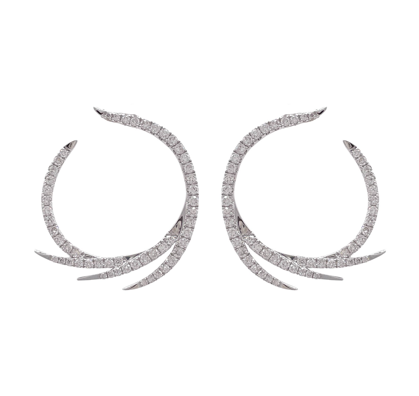 DOVES 18k White Gold Diamond Deco Earrings