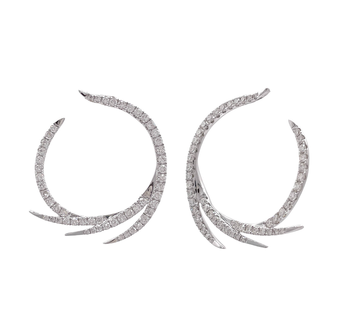 DOVES 18k White Gold Diamond Deco Earrings
