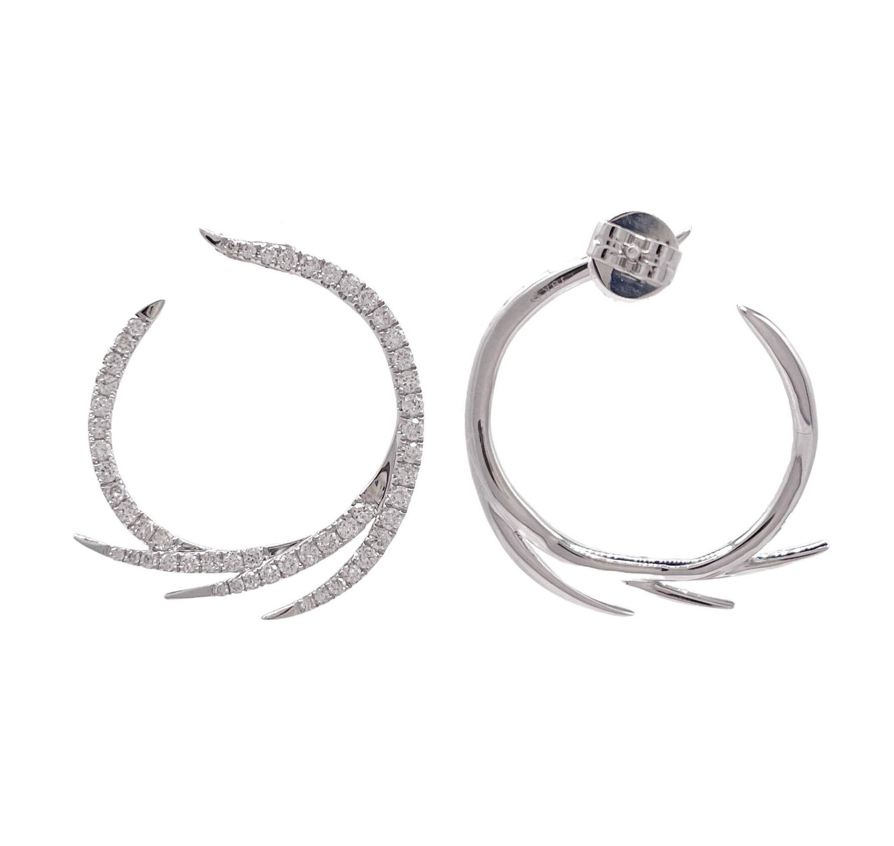 DOVES 18k White Gold Diamond Deco Earrings