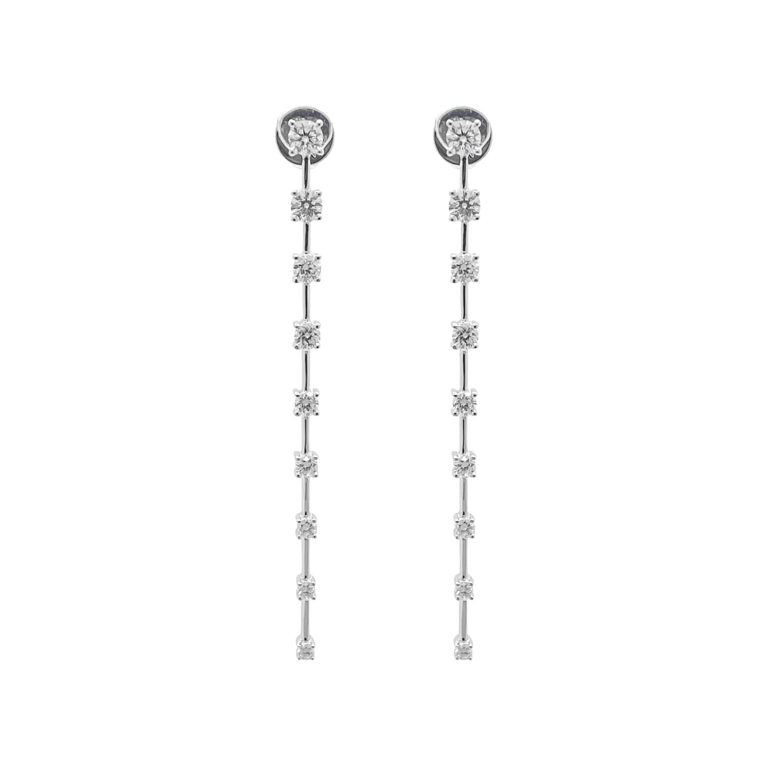 Jay Feder 18k White Gold Diamond Line Drop Earrings