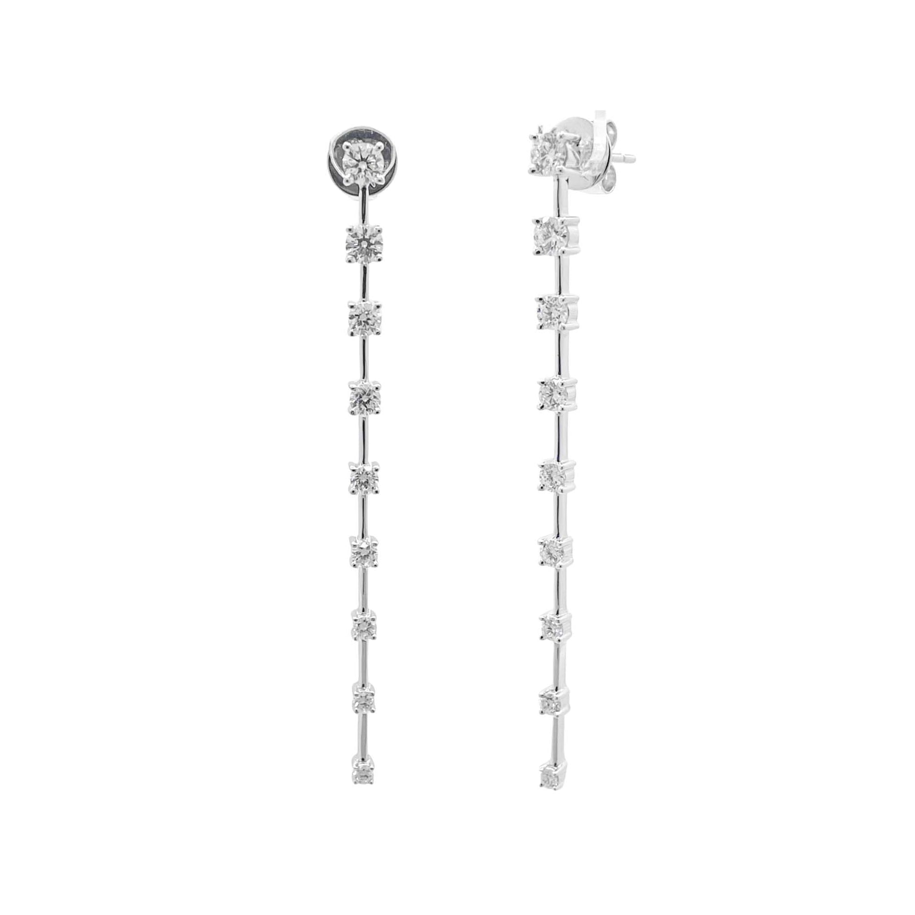 Jay Feder 18k White Gold Diamond Line Drop Earrings