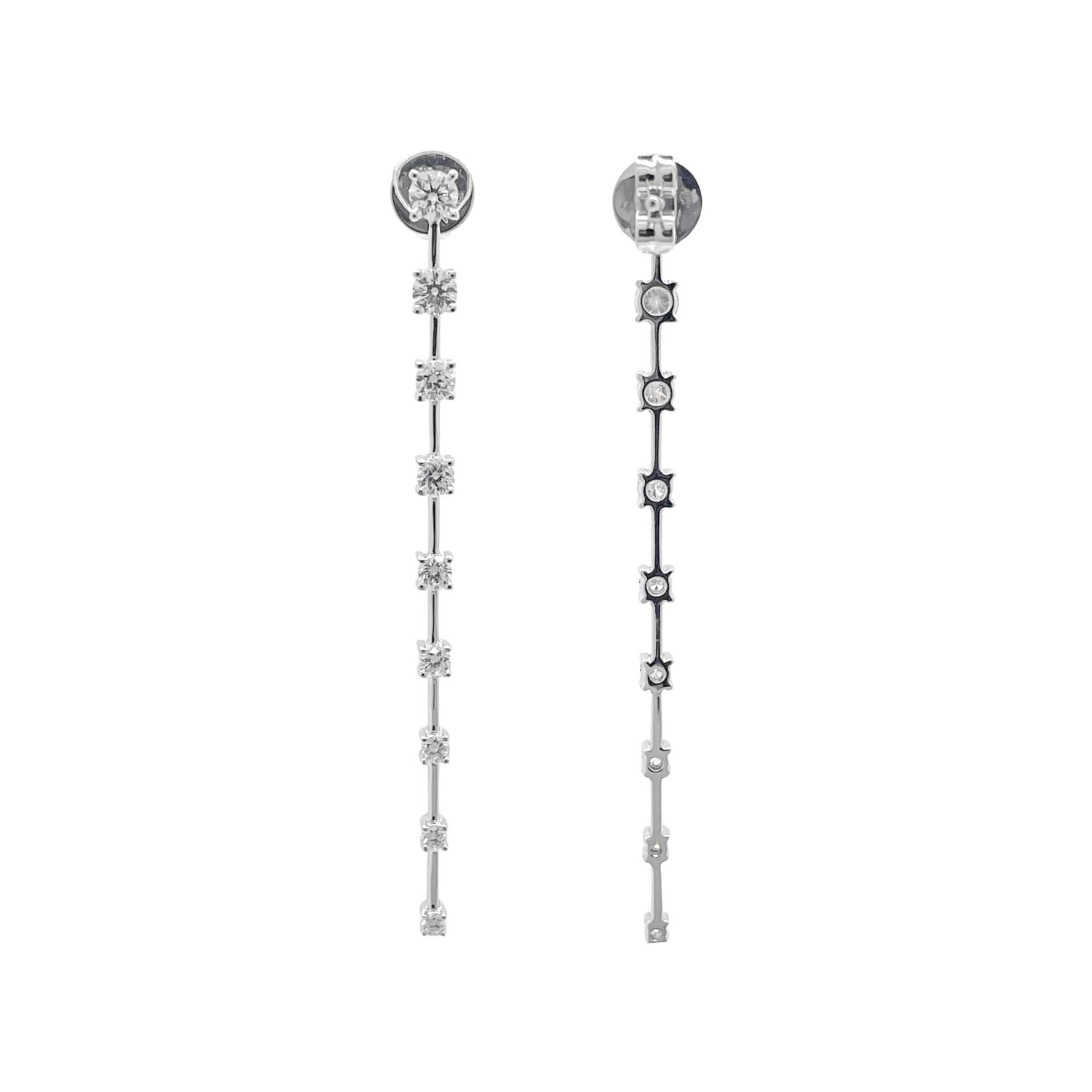 Jay Feder 18k White Gold Diamond Line Drop Earrings