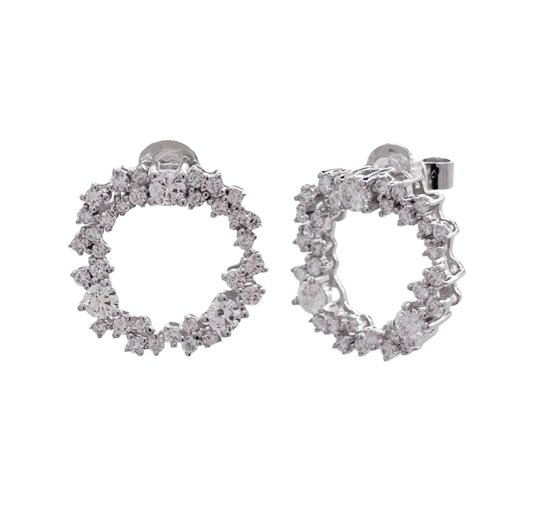 JAY FEDER 18K WHITE GOLD DIAMOND EARRINGS