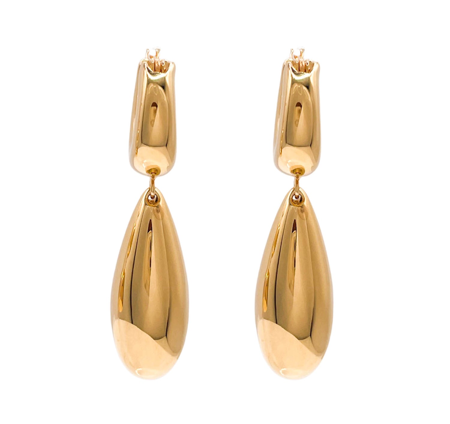 JAY FEDER 14K YELLOW GOLD TEARDROP DANGLE EARRINGS