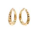 JAY FEDER 14K YELLOW GOLD PYRAMID HOOP EARRINGS