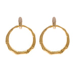 JAY FEDER 14K YELLOW GOLD DIAMOND LARGE OPEN HOOP DANGLE EARRINGS